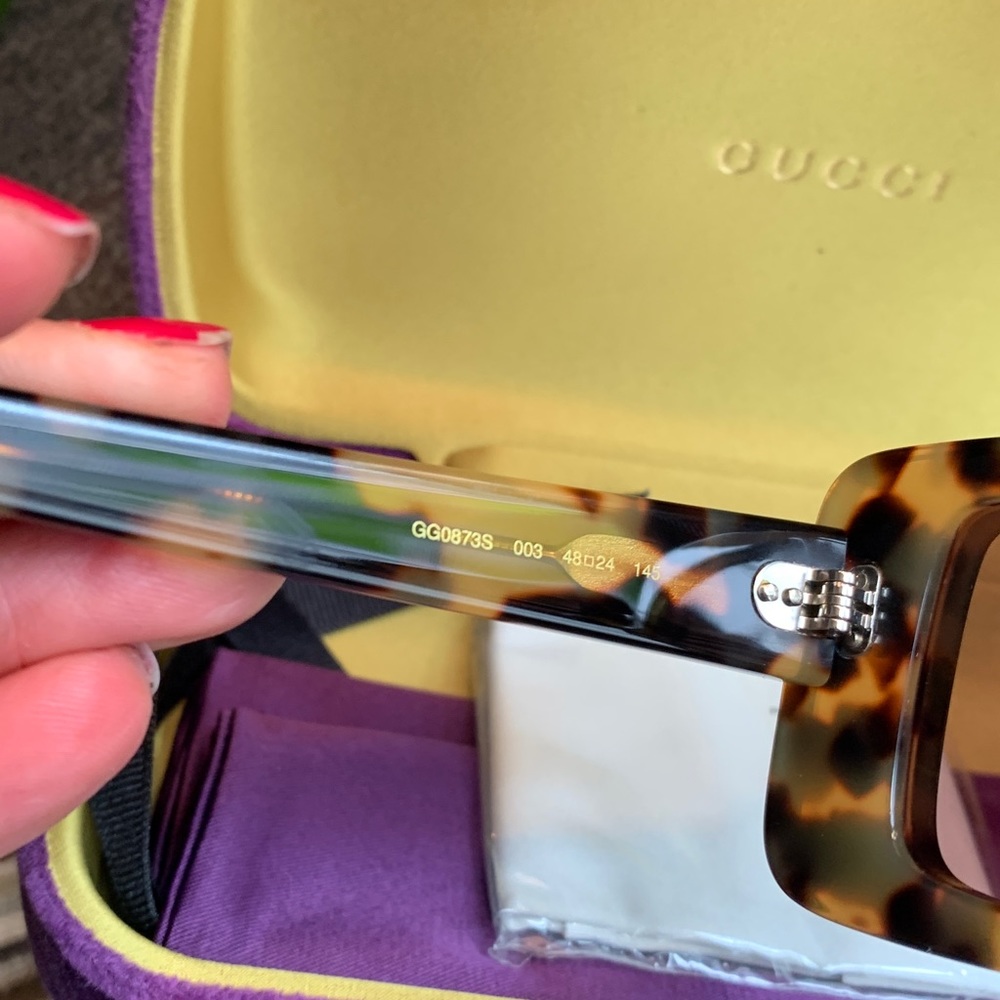Authentic GUCCI 48mm Rectangular Tortoise Acetate sunglasses - Picture 12 of 14